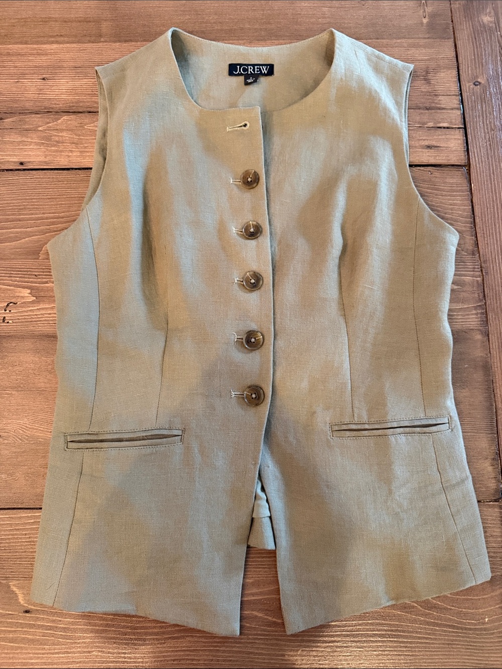 J.Crew Olive Green Sleeveless Button Vest